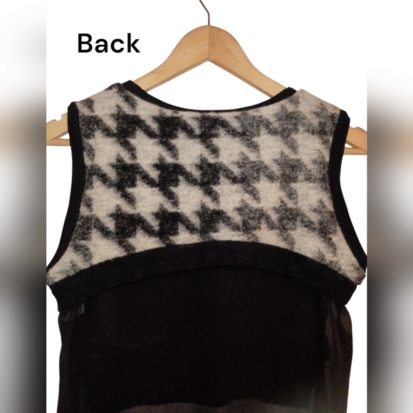 Waggon Paris Chic Blouse/Mini Dress Gingham Black/White Size Large Women Wool - Picture 4 of 10